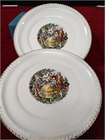 Pair of Harker Pottery Co Colonial Dinner Plates