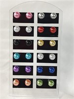 12 Pairs of 6mm Bead Earrings NIP