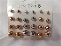 12 Pairs of Gold and Silver Ball Earrings NIP