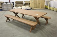 Wood Picnic Table Approx 92" x 34" x 28" (2) Bench