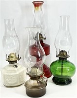 Antique / Vtg Glass Kerosene Oil Lamps