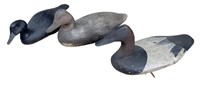 3 wooden decoys in assorted conditions showing