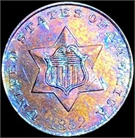 1852 Silver Three Cent GEM BU