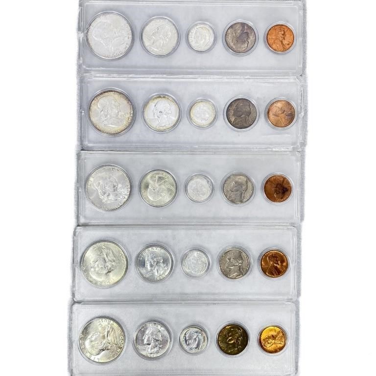 1959-1962 US Mint Coin Sets (25 Coins) UNC