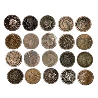 1820-1853 US Large Cents (20 Coins)