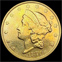 1870-S $20 Gold Double Eagle NICELY CIRCULATED