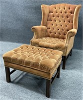 Button Tufted Wingback Chair & Ottoman