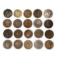 1816-1851 US Large Cents (20 Coins)