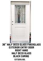 36" RH Half Deco Glass Fiberglass Ext Entry Door