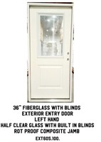 36" LH Fiberglass Exterior Entry Door w/Blinds