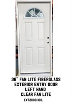 36" LH Fan Lite Fiberglass Exterior Entry Door
