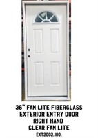 36" RH Fan Lite Fiberglass Exterior Entry Door