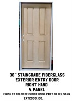 36" RH Stain Grade Fiberglass Exterior Entry Door