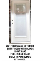 36" RH Fiberglass Exterior Entry Door w/Blinds