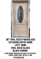 36" LH Oval Deco Fiberglass Exterior Entry Door
