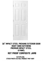 32" RH Outswing Impact Steel Prehung Exterior Door