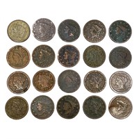 1818-1853 US Large Cents (20 Coins)
