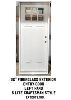 32" LH Fiberglass Exterior Entry Door
