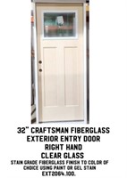 32" RH Craftsman Fiberglas Exterior Entry Door