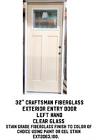 32" LH Craftsman Fiberglass Exterior Entry Door