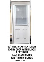 32" LH Fiberglass Exterior Entry Door w/Blinds