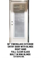 32" RH Fiberglass Exterior Entry Door w/Blinds