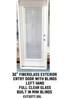32" LH Fiberglas Exterior Entry Door w/Blinds