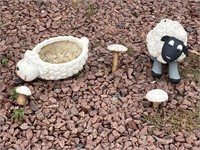 Sheep & Mushroom Garden Decor