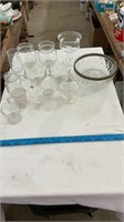 Various glass dishes, glass salt bowls, glass