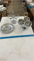 Vintage stainless steel swivel condiment stands,