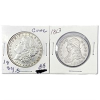 1884-S Morgan $1, 1813 Capped Bust 50c (Set 2)