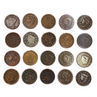 1820-1852 US Large Cents (20 Coins)