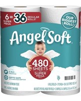 New Angel Soft Toilet Paper, 6 Super Mega Rolls.