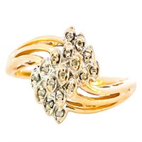 Diamond Bypass Cocktail Ring 10k Gold