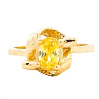 Yellow Diamante Solitaire Ring 14k Gold
