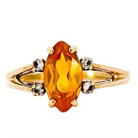 Marquise Yellow Sapphire Ring 10k Gold