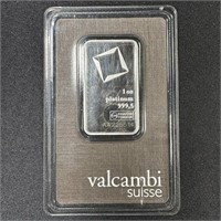 1 oz Platinum Bar - Valcambi