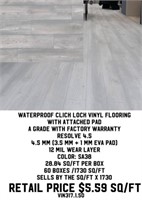 Waterproof Click Lock Vinyl Floor w/Pad x 1730 sf