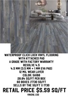 Waterproof Click Lock Vinyl Floor w/Pad x 1730 sf