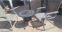 Q - 2 PATIO CHAIRS & FIRE PIT (Y124)