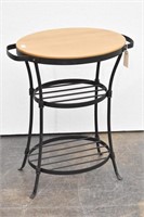 Oval 3 Tiered Wood & Metal Side Table End Table