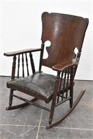 Antique Rocking Chair Leather Seat