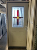 36" LH Deco Glass Steel Exterior Door