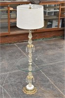 Vintage Ornate Tray Table Floor Lamp w/ Prisms
