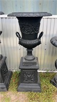 Two Pc Cast Iron Double Handle Urn on Base