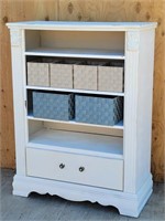 Shabby Chic Cabinet Shelf W/ Drawer and Baskets
