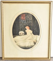 Courcelles Art Deco MEDITATION Lithograph Print