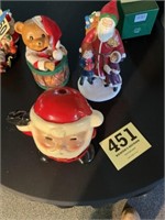 Lighted Santa, music box and figurine