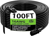 Indoor Outdoor Black Extension Cord 100 ft Waterpr