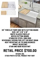 33" Fireclay Farm Sink with Cutting Board